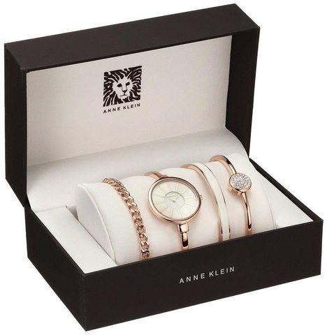 Часы наручные женские Anne Klein с тремя дизайнерскими браслетами (Белый в золоте) - фото 2 - id-p84209613