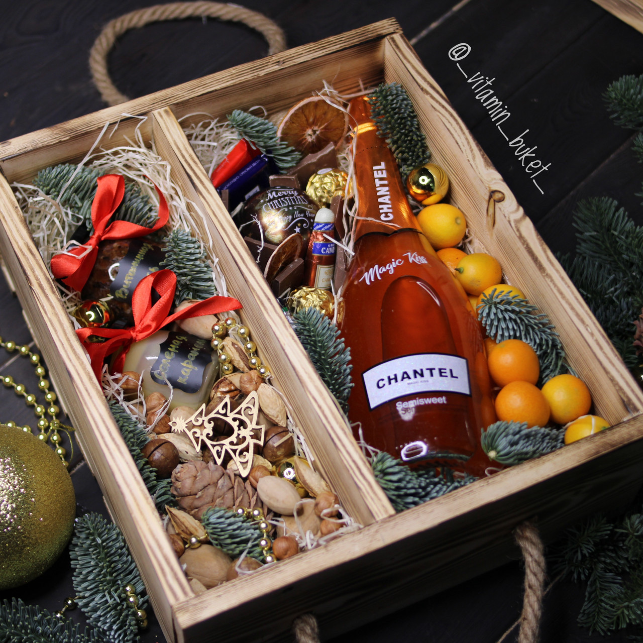 Новогодняя подарочная коробка женская (алкоголь оплачивается отдельно) - фото 3 - id-p84248074