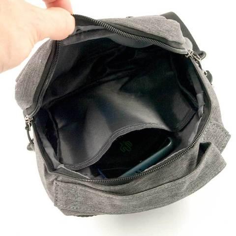 Рюкзак-сумка однолямочный с портом USB для зарядки устройств Dieke Compact #1262 (Серый) - фото 7 - id-p84249150