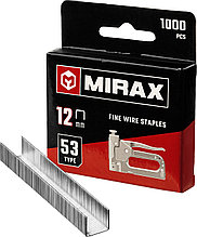 MIRAX 12 мм скобы для степлера тонкие тип 53, 1000 шт