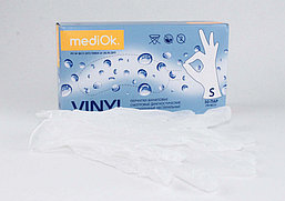Перчатки виниловые MediOk смотровые неопудренные, размер S, упак 50 пар (пачки)
