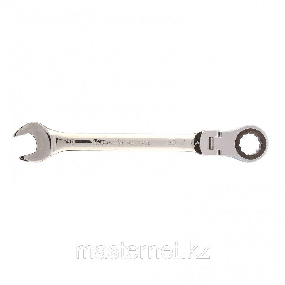 Ключ комбинированный трещоточный, 30 мм, CrV, шарнирный, зерк.хром// Matrix - фото 1 - id-p76293026