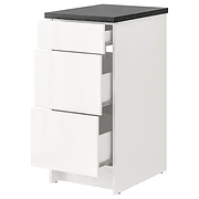 Напольный шкаф с ящиками КНОКСХУЛЬТ глянцевый белый 40 см ИКЕА, IKEA