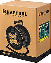 Удлинитель на катушке, KRAFTOOL, 50 м, 3700 Вт, 4 гнезда, IP44, КГ 3x1,5 кв мм (55085-50_z01), фото 3