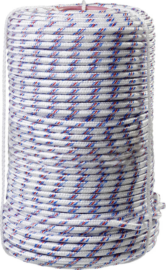 Фал плетёный полипропиленовый с сердечником, СИБИН, 100 м, 8 мм, 16-прядный, 520 кгс (50215-08) - фото 1 - id-p84277556