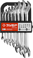 Набор ключей гаечных рожковых, ЗУБР, 8 шт., 6-24 мм, Cr-V сталь, хромированный (27011-H8)