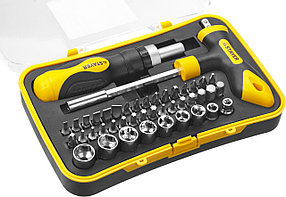 Отвертка реверсивная в наборе с битами и торцевыми головками Hercules, STAYER, 43 шт. (25084-H43)