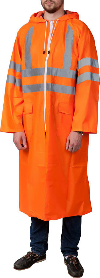 Плащ-дождевик ЗУБР, 56-58, размер оранжевый, светоотражающие полосы, серия "Профессионал" (11617-56) - фото 1 - id-p84278205