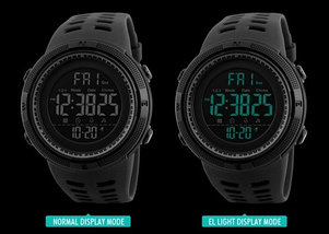 Часы наручные SKMEI 1251 Black водонепроницаемые с EL Shinner подсветкой, фото 4