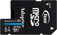 Team Group TEAUSDX64GIV30A103 карта памяти Elite MicroSDHC/SDXC 64GB U3 90MB/sec; Write: 45MB/sec + SD Adapter