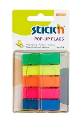 Закладки клейкие STICK`N 12х45 мм, пластиковые, 5 цветов х 20 закладок, Z-сложение