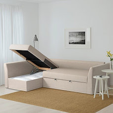 Диван-кровать угл. ХОЛЬМСУНД Нордвалла темно-бежевый ИКЕА, IKEA, фото 3