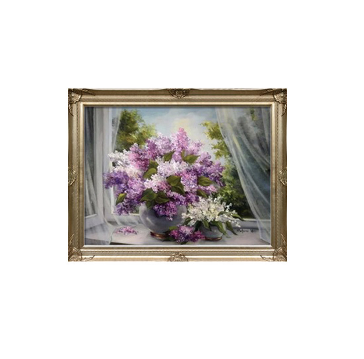 Алмазная мозаика круглые стразы 5D " СИРЕНЬ В ВАЗЕ" 60*45CM AZ450