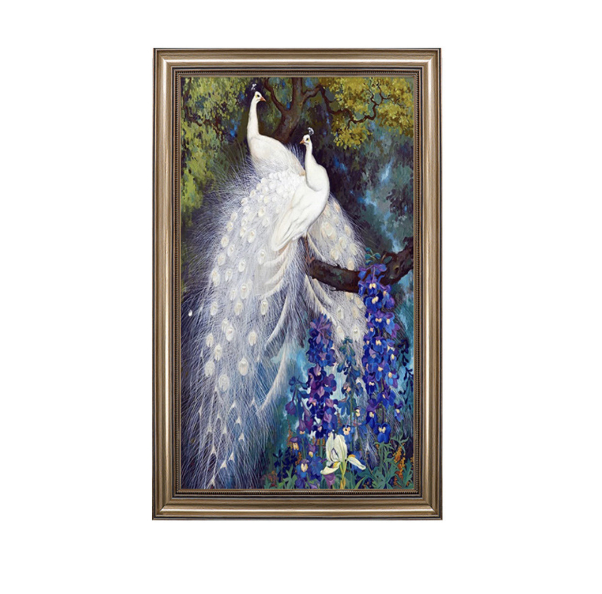 Алмазная мозаика круглые стразы 5D "Два павлина" 60*110 CM AZ 540