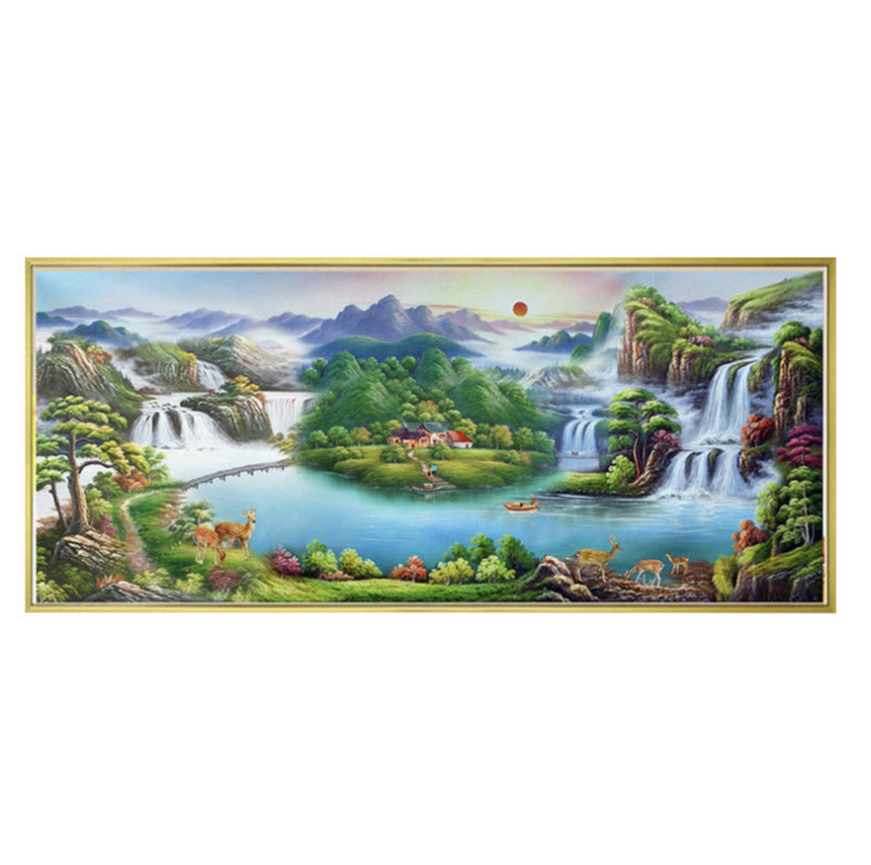 Алмазная мозаика круглые стразы 5D "ВОДОПАД" 150*60CM