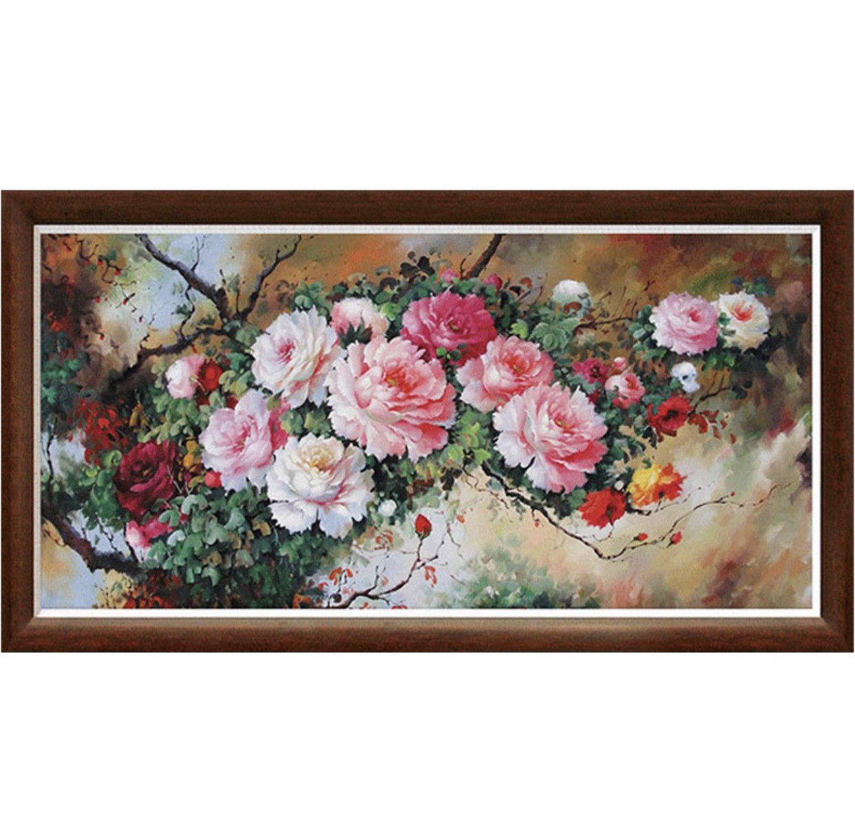 Алмазная мозаика круглые стразы 5D "ПИОНЫ" горизонт 150*60CM