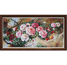 Алмазная мозаика круглые стразы 5D "ПИОНЫ" горизонт 150*60CM