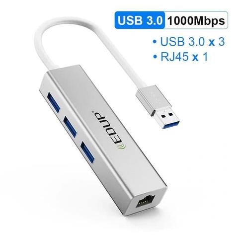 Сетевая карта EDUP USB 3.0 - LAN, RJ-45,1000 Mbps EDUP | Адаптер Переходник Ethernet Конвертер USB 3.0 - RJ-45 HUB, фото 2