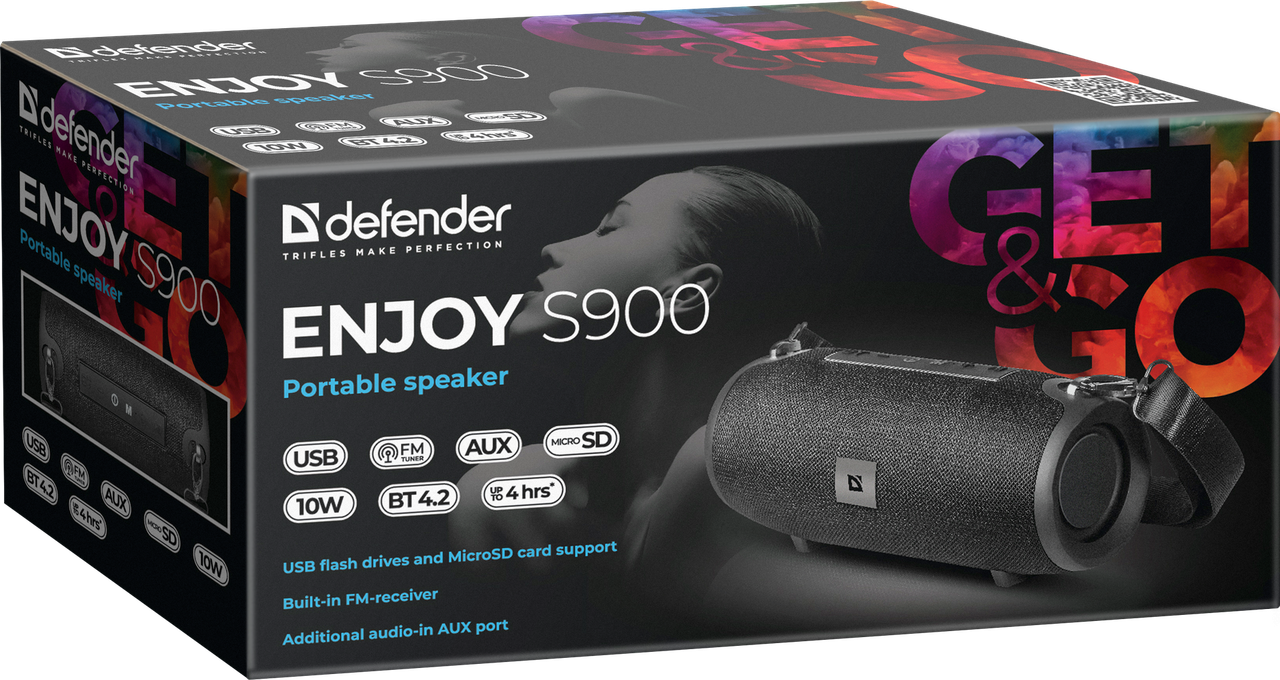 Defender 65903 Акустика портативная Enjoy S900 черный, черный, 10Вт, BT/FM/TF/USB/AUX - фото 6 - id-p84553214
