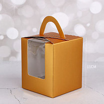 Коробка для пирожного, капкейка, баночки, золотой и черный цвета на выбор, фото 2