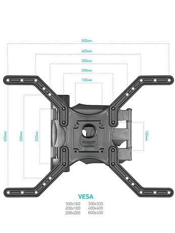 Кронштейн поворотный для телевизора Onkron M4L до 35 кг до 70", фото 2