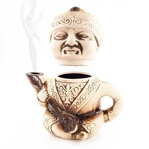 Чайный сервиз сувенирный с казахским орнаментом «Алтын бай» {10 предметов, на 6 персон, чайник-статуэтка} - фото 2 - id-p84639449