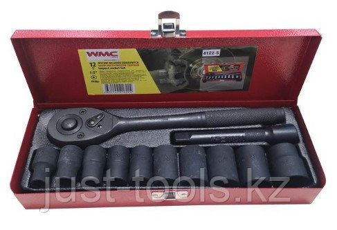 WMC tools Набор инструментов ударных 12 предметов  1/2" (6гр.)(10-24мм) WMC TOOLS 4122-5 47312