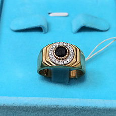 Мужское кольцо с ониксом и фианитами  размер: 19 (ул.Жолдасбекова 9а)