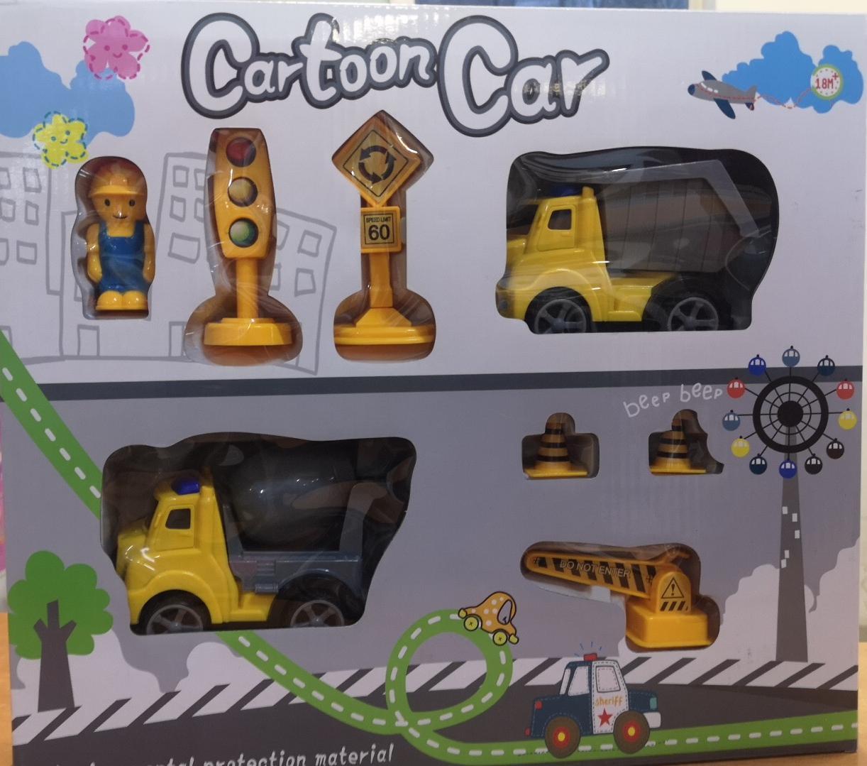 Игровой набор машинок "Cartoon Car" с дорожными знаками