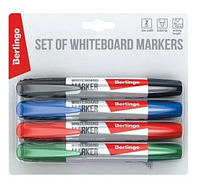 Набор маркеров для доски BERLINGO, 4 цвета в блистере