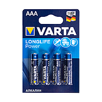 Батарейка, VARTA, LR03 Longlife Power Micro, AAA, 1.5 V, 4 шт., Блистер