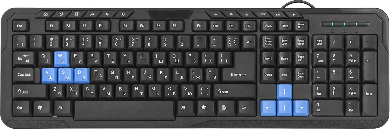 Defender 45430 Проводная клавиатура #1 HM-430 RU, USB, черный,мультимедийная