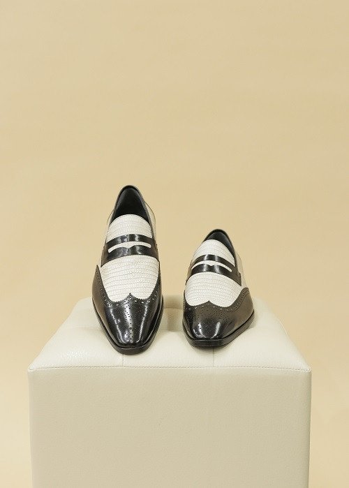 Кожаные туфли «Оксфорды» (черно-бежевые) - фото 2 - id-p84718777