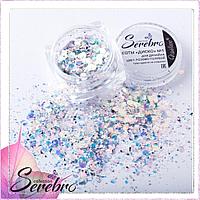 Дизайн для ногтей Соты "Диско" №01 "Serebro collection", цвет: розово-голубой