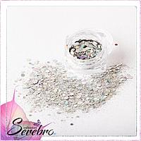 Дизайн для ногтей "Лазерный блеск" "Serebro collection", цвет серебро