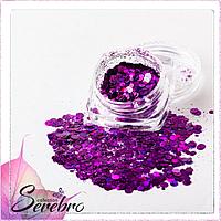 Дизайн для ногтей "Лазерный блеск" "Serebro collection", цвет фиолетовый
