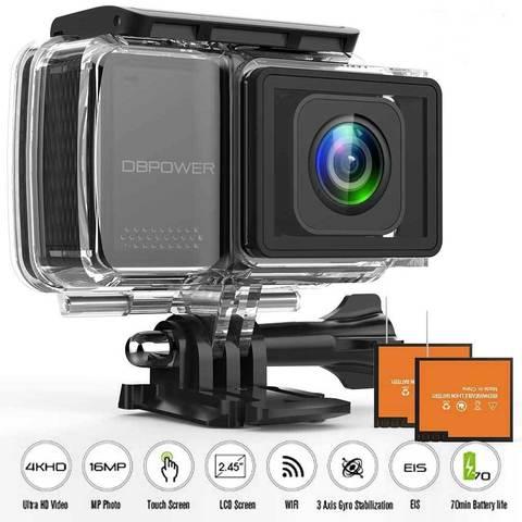 Action-камера с оптическим стабилизатором изображения DBPOWER EX7000 PRO 4K с touch-screen - фото 1 - id-p84815901