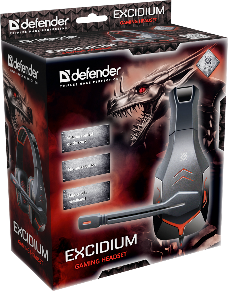 Defender 64540 Игровая гарнитура Excidium красный + черный, кабель 2,2 м - фото 5 - id-p84844450