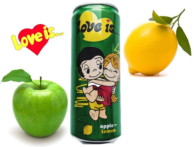 LOVE is Газ напиток яблоко -лимон (зеленый) 330ml /12шт-упак/