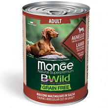 2614 Monge BWild GF, All Bread Adult Lamb, влажный корм для взрослых собак всех пород с ягнёнком, банка 400гр.
