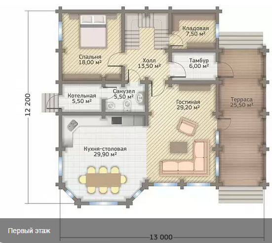 Проект двухэтажного дома из бруса, план двухэтажного дома и строительство под ключ, проектирование и строительство деревянных домов.