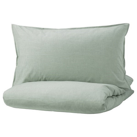 Пододеяльник и 1 наволочка БЕРГПАЛМ зеленый/полоска 150x200/50x70 см ИКЕА, IKEA, фото 2