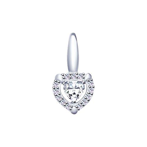 Подвеска SOKOLOV серебро с родием, фианит swarovski , "halo" 89030037