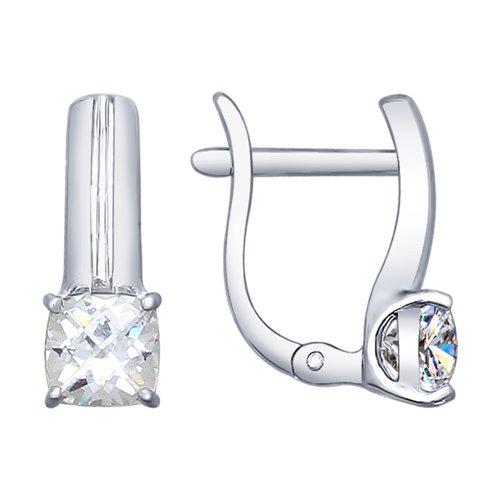 Серьги SOKOLOV серебро с родием, фианит swarovski 89020057