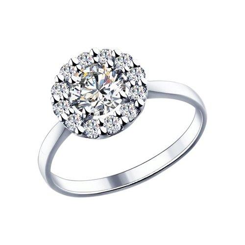 Кольцо SOKOLOV серебро с родием, фианит swarovski , "каратник" 89010013 размеры - 16 16,5 17 17,5 18 18,5 19