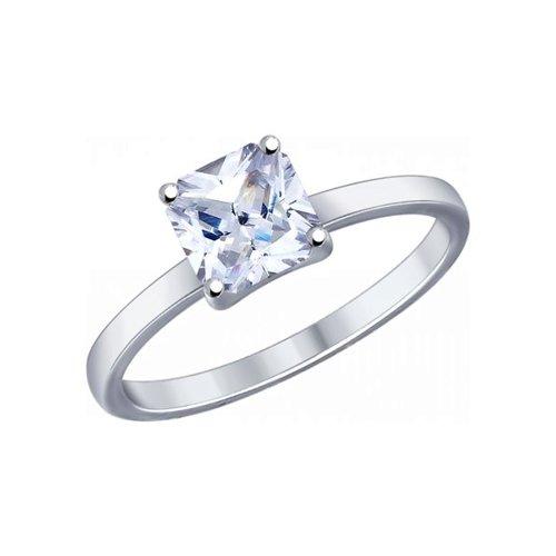Помолвочное кольцо SOKOLOV серебро с родием, фианит swarovski 89010032 размеры - 17