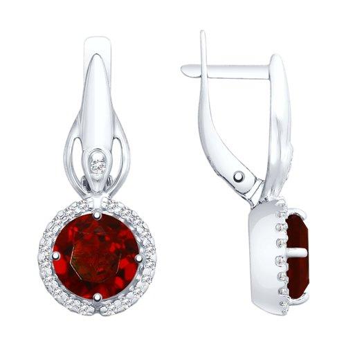 Серьги из серебра с гранатами и фианитами SOKOLOV 92021860