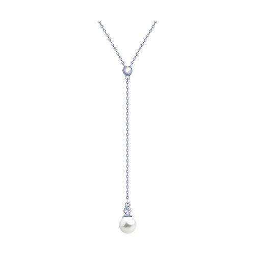 Колье SOKOLOV серебро с родием, жемчуг swarovski синт. фианит , 94070149
