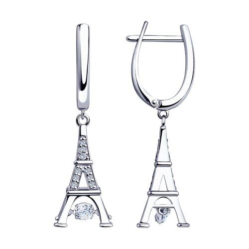 Серьги SOKOLOV серебро с родием, фианит swarovski 89020113