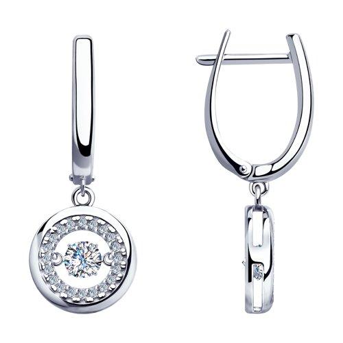 Серьги SOKOLOV серебро с родием, фианит swarovski фианит , круг 89020115